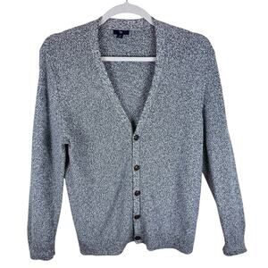 Gap Gray Heather Long Sleeve V-Neck Button Up Cardigan Sweater Size XL
